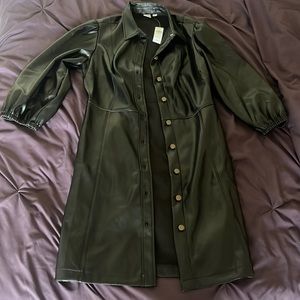 Gap puff sleeve Faux-Leather mini shirt dress - NWT